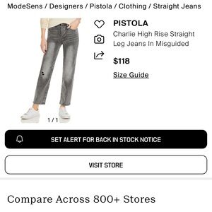 Pistola Charlie high rise straight jean 28 Gray misguided Relaxed stretch Fit